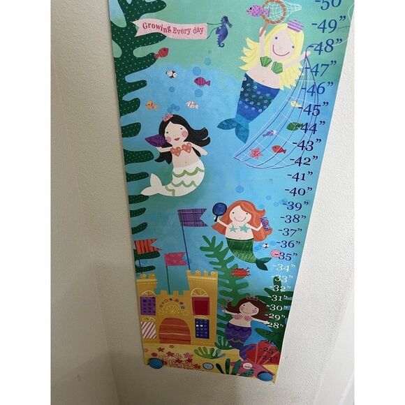 Oopsy Daisy Mermaid Canvas Growth Chart Wall Hanging - Picture 3 of 13